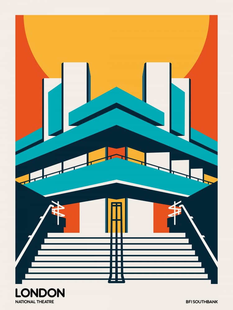 London National Theatre by Retrodrome — canvas wall art