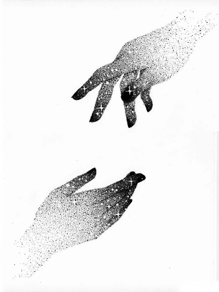 Cosmic Reaching Hands by EC Mazur — canvas wall art