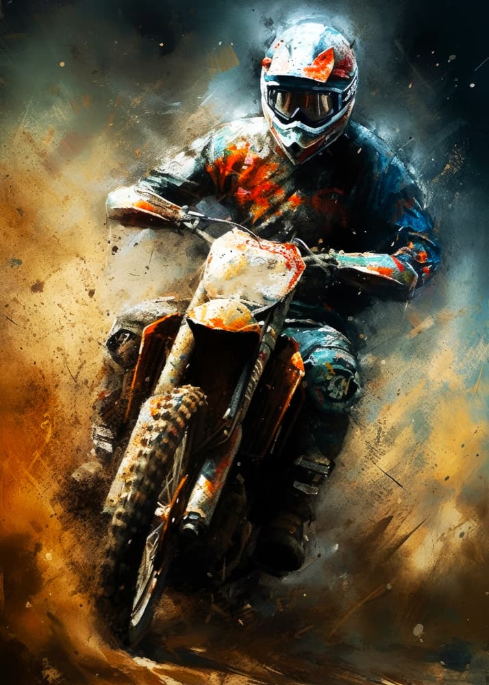 Motocross Speed Art by Justyna Jaszke — canvas wall art