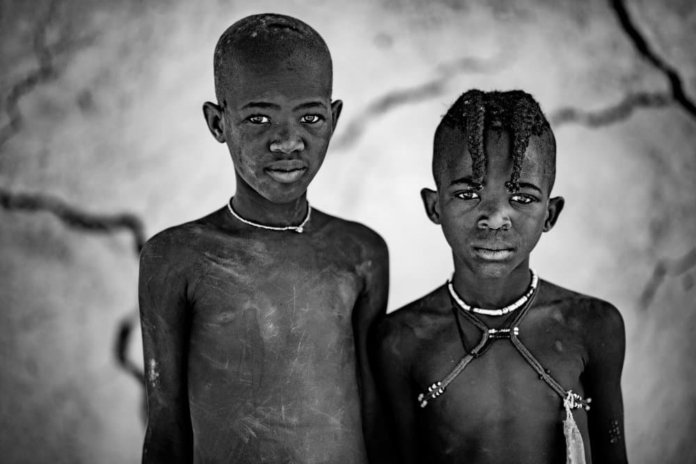African Boys' Gaze by Gina Buliga — canvas wall art