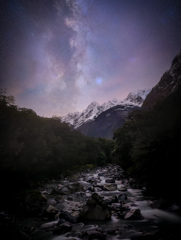 Milky Way Mountain River by James Zhen Yu — canvas wall art