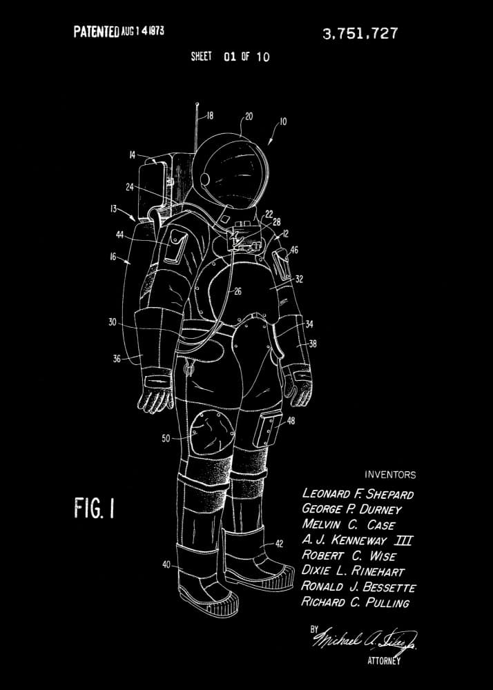 Astronaut Patent Drawing by Andreas Magnusson — canvas wall art