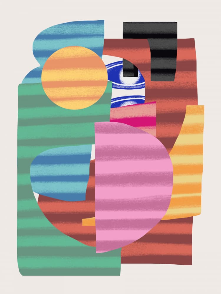 Vibrant Striped Shapes by Little Dean — canvas wall art