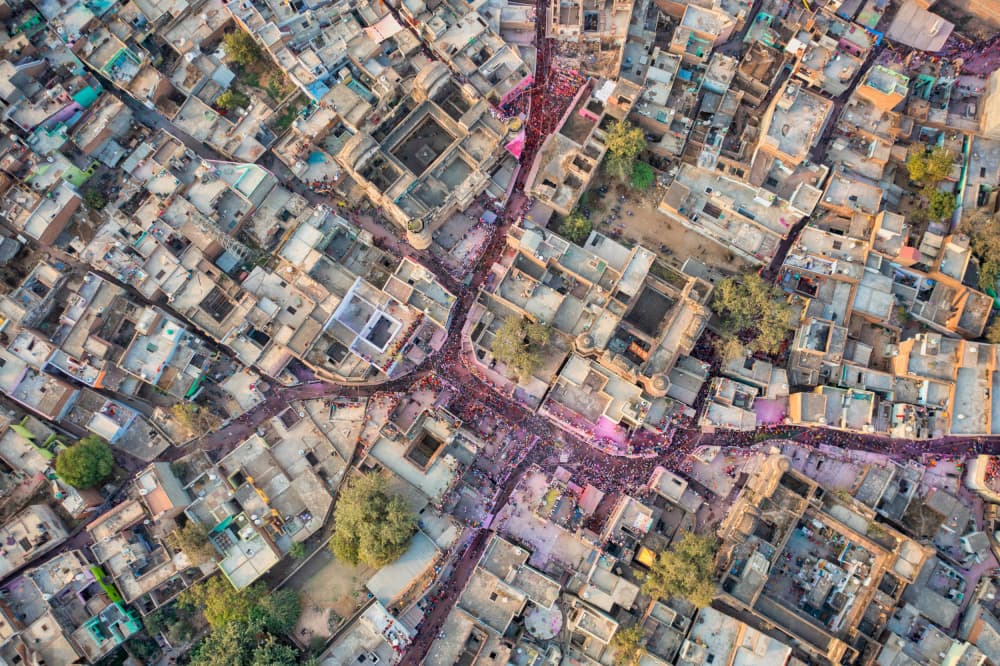 Aerial Holi Celebration by Azim Khan Ronnie — canvas wall art