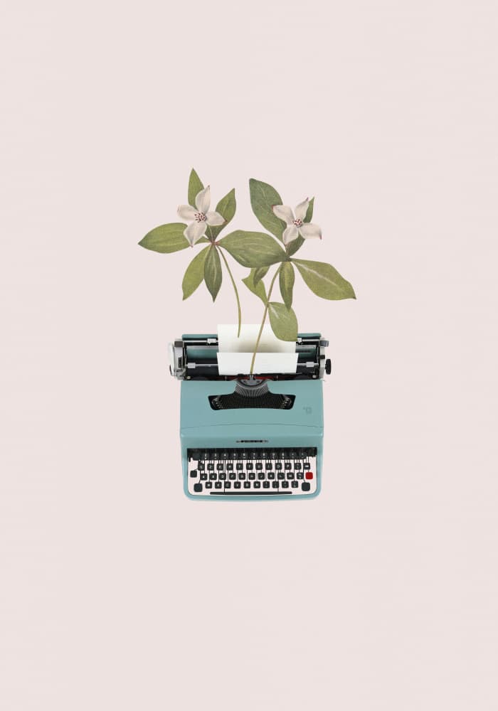 Floral Typewriter Dreams by Frida Floral Studio — canvas wall art