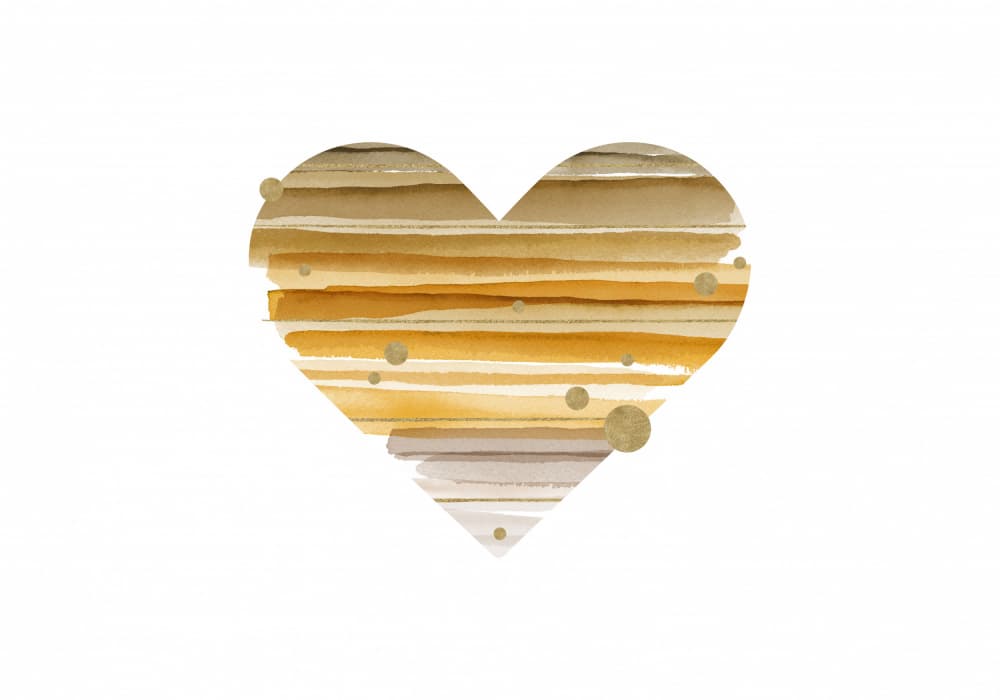 Golden Striped Heart by Fabiana Silveira — canvas wall art