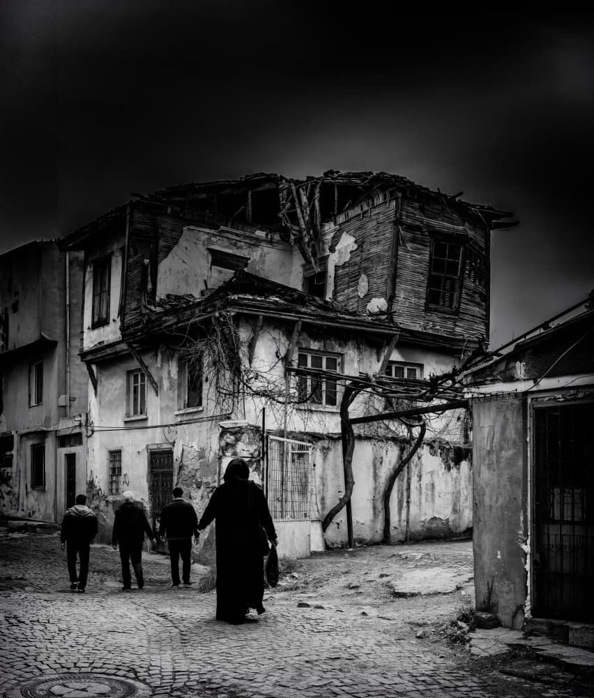 Dark Old Town Street by Ömer Ates Kızıltug — canvas wall art