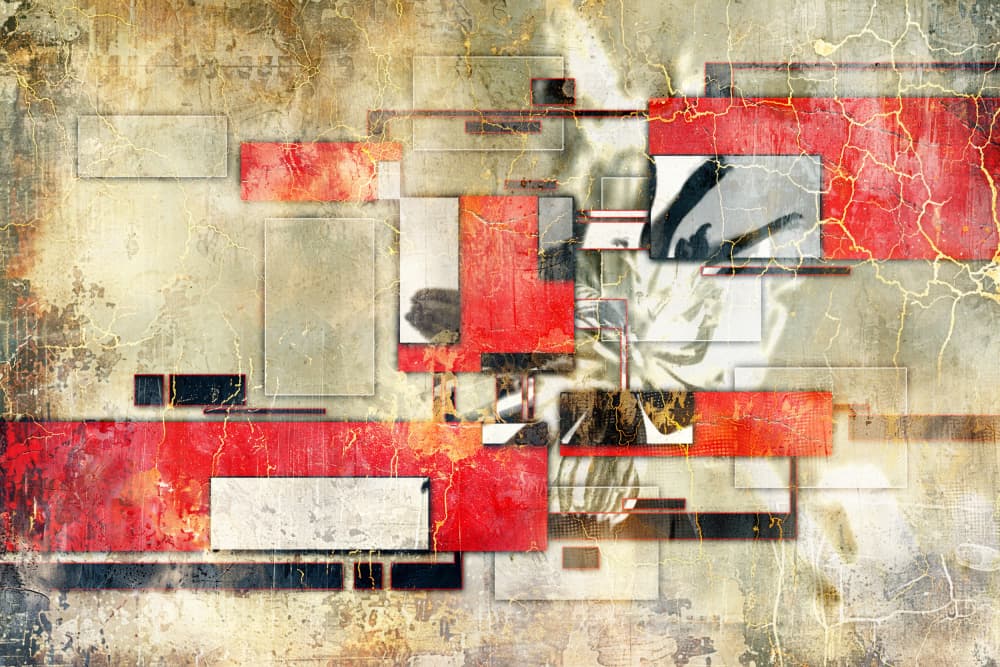 Abstract Red Block Layers by Rafal Kulik — canvas wall art