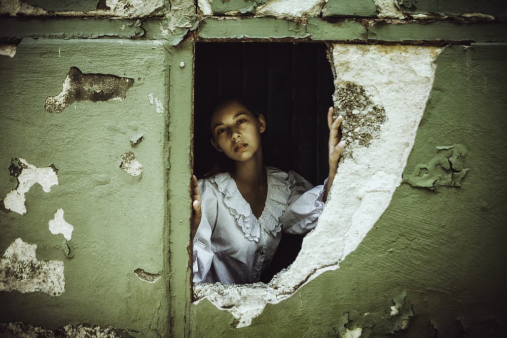 Young Woman Window Gaze by Georgios Bero — canvas wall art