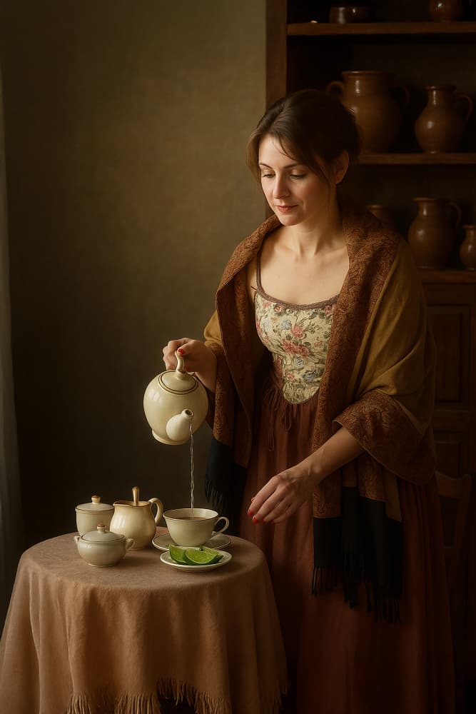 Classic Tea Time by Ionel Onofras — canvas wall art