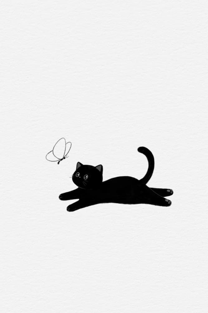 Playful Black Cat Butterfly by Xuan Thai — canvas wall art