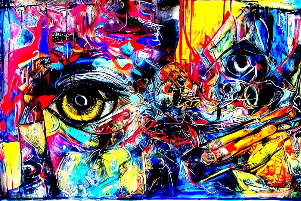Vibrant Abstract Eye by mnemonixART — canvas wall art