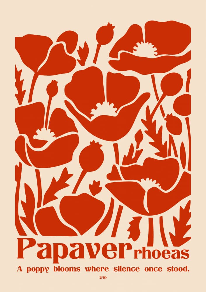Stylized Red Poppies by Patryk Krygowski — canvas wall art