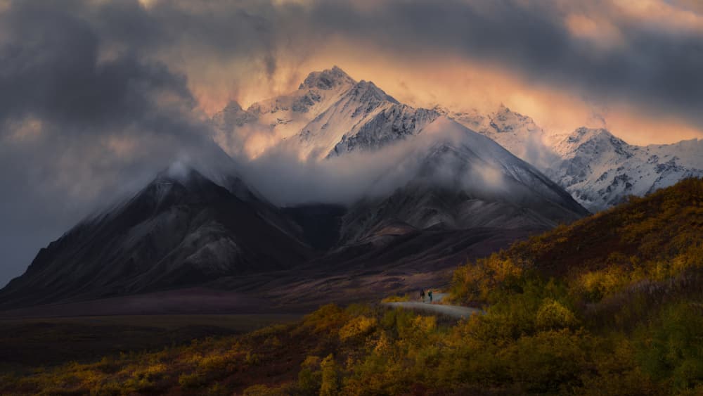 Majestic Autumn Mountain Road by Qing Zhao — canvas wall art