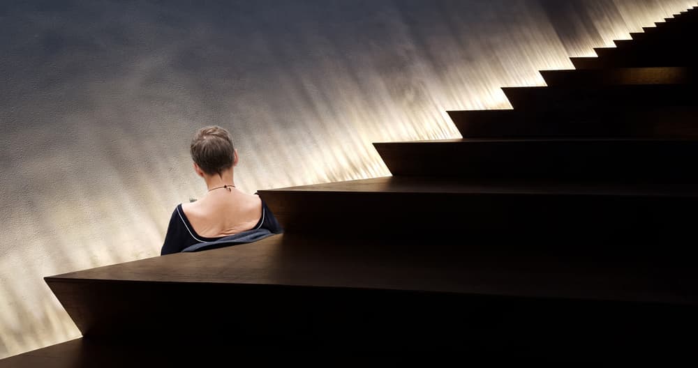 Solitary Lighted Steps by Huib Limberg — canvas wall art