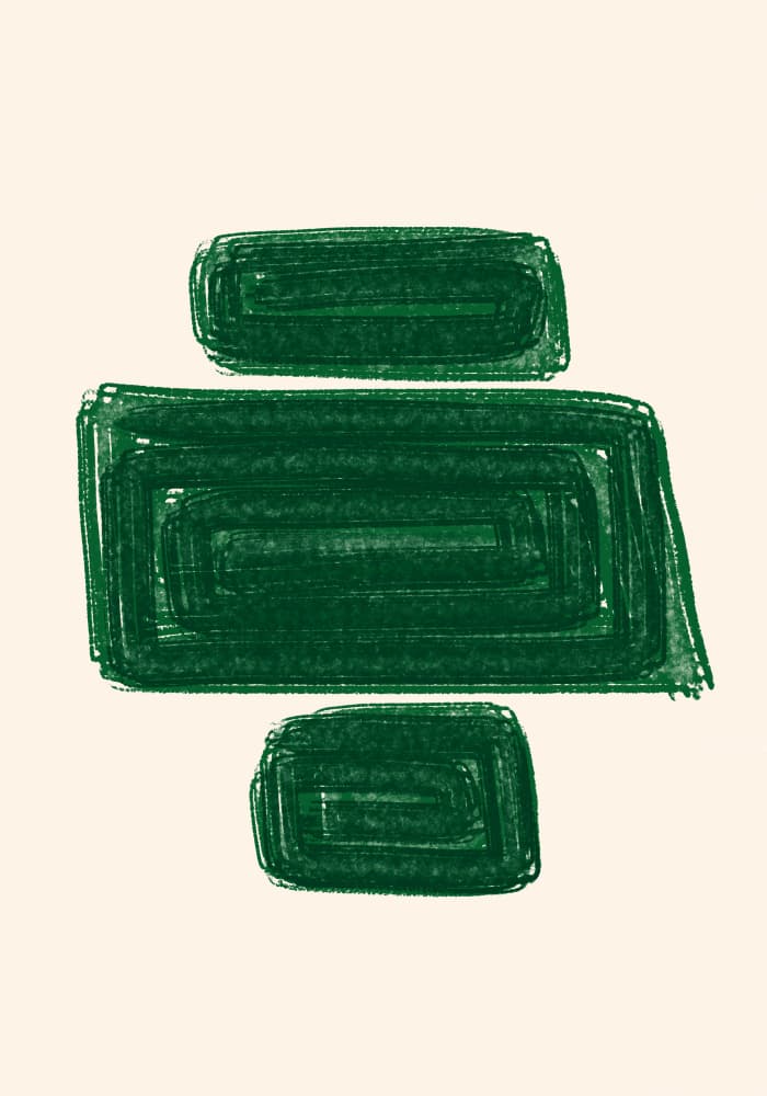 Textured Green Blocks by Gulcihan Ozguc — canvas wall art