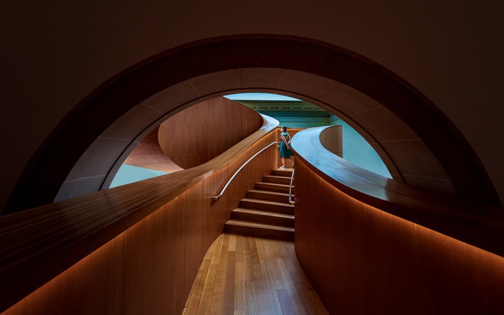 Flowing Wooden Stairs by Steven Zhou — canvas wall art