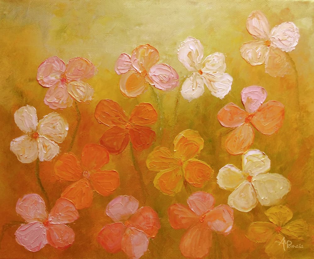 Vibrant Floral Blooms by Angeles M. Pomata — canvas wall art