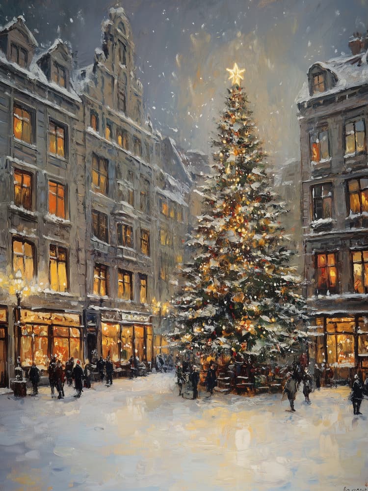 Snowy Christmas Night by Jolly and Dash — canvas wall art
