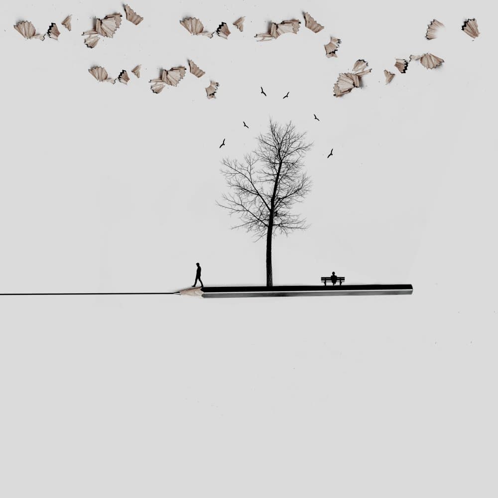 Pencil Path Solitude by Hadi Malijani (Malenjani) — canvas wall art