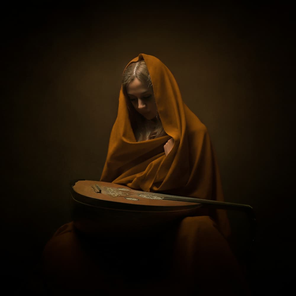 Pensive Lute Player by Moein Hasheminasab — canvas wall art