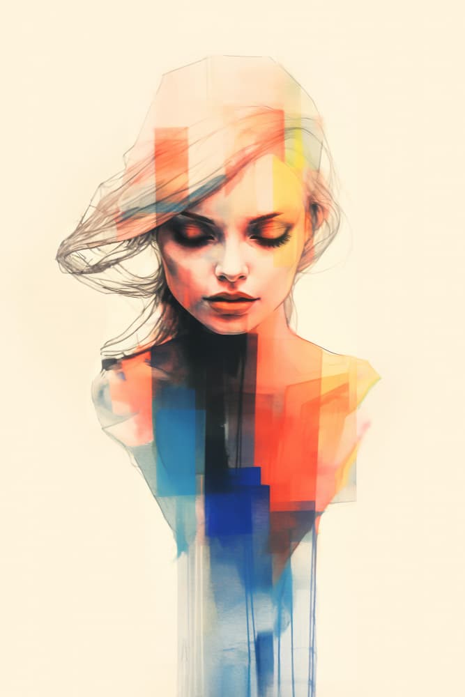 Abstract Woman Portrait by Robert Farkas — canvas wall art