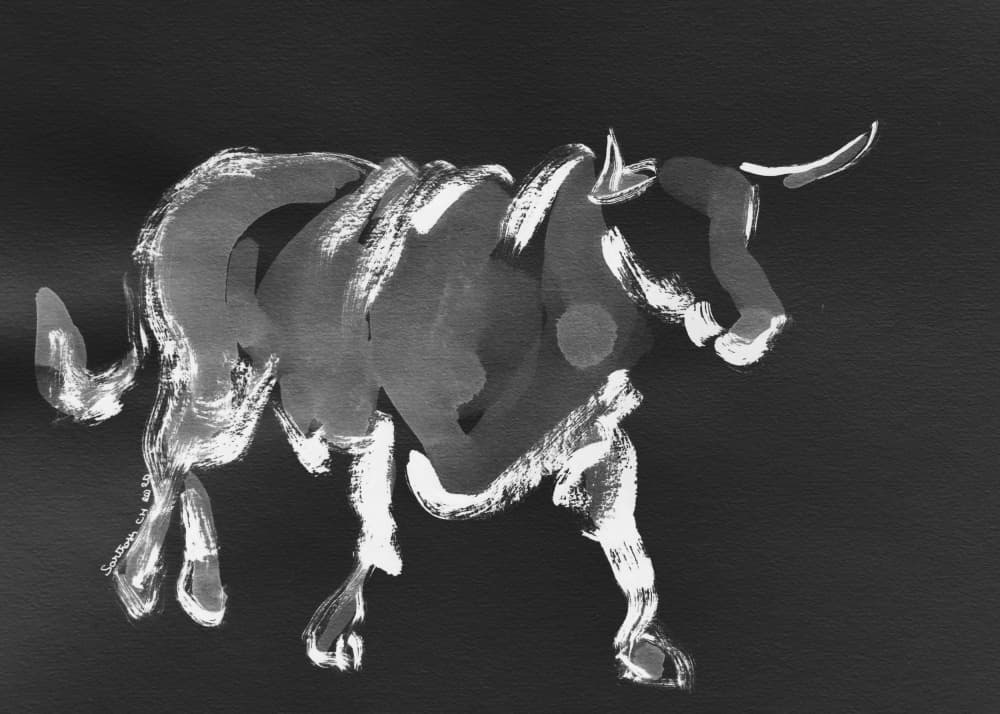Powerful Ink Bull by Santhosh ch — canvas wall art