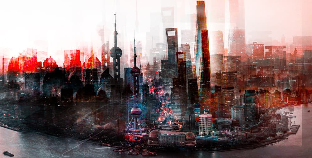 Shanghai at dawn by Carmine Chiriacò — canvas wall art