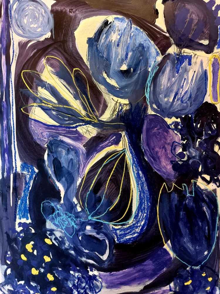 Blue Purple Blooms by Monika Riethmueller — canvas wall art