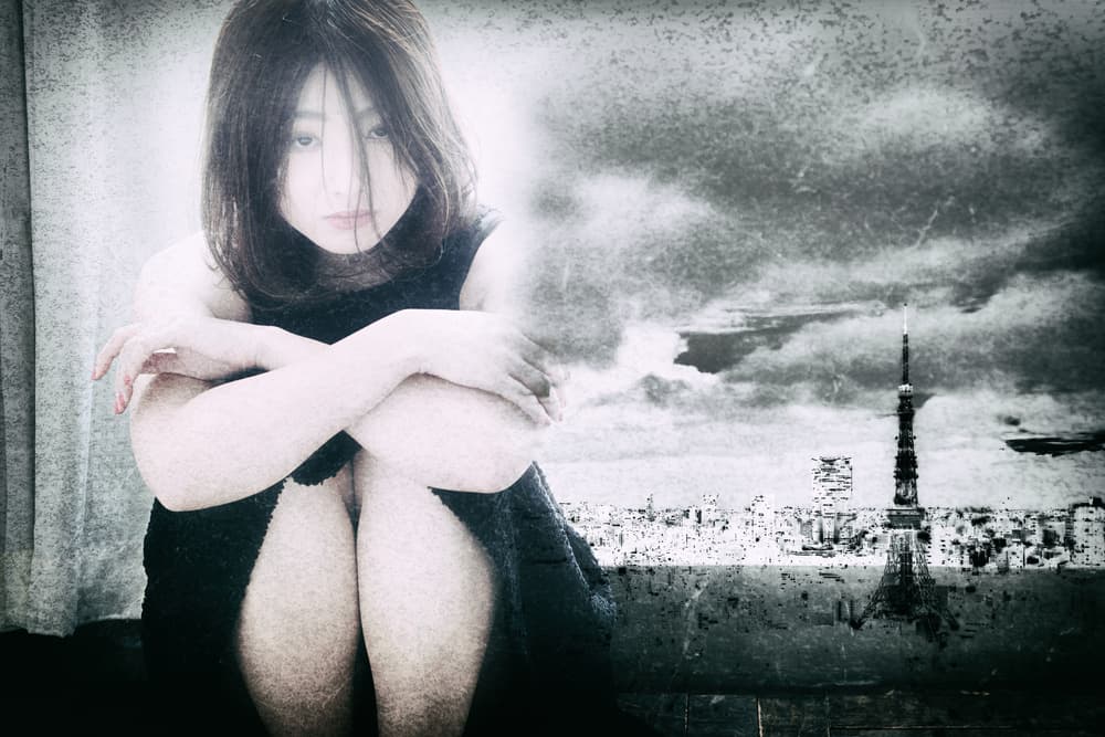Pensive Girl Tokyo View by Daisuke Kiyota — canvas wall art
