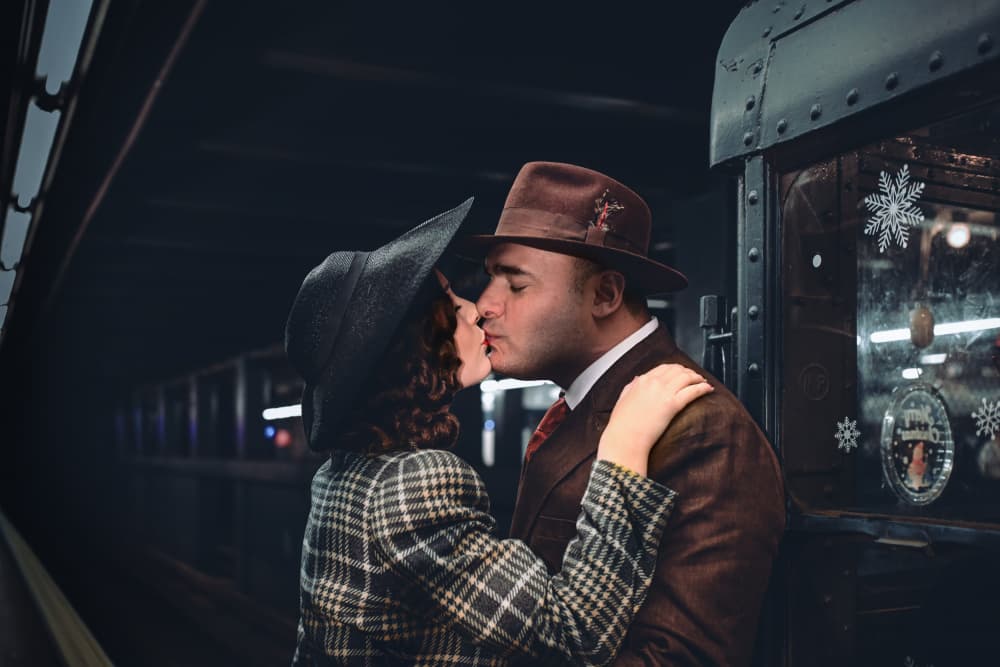 Vintage Subway Kiss by Rob Li — canvas wall art