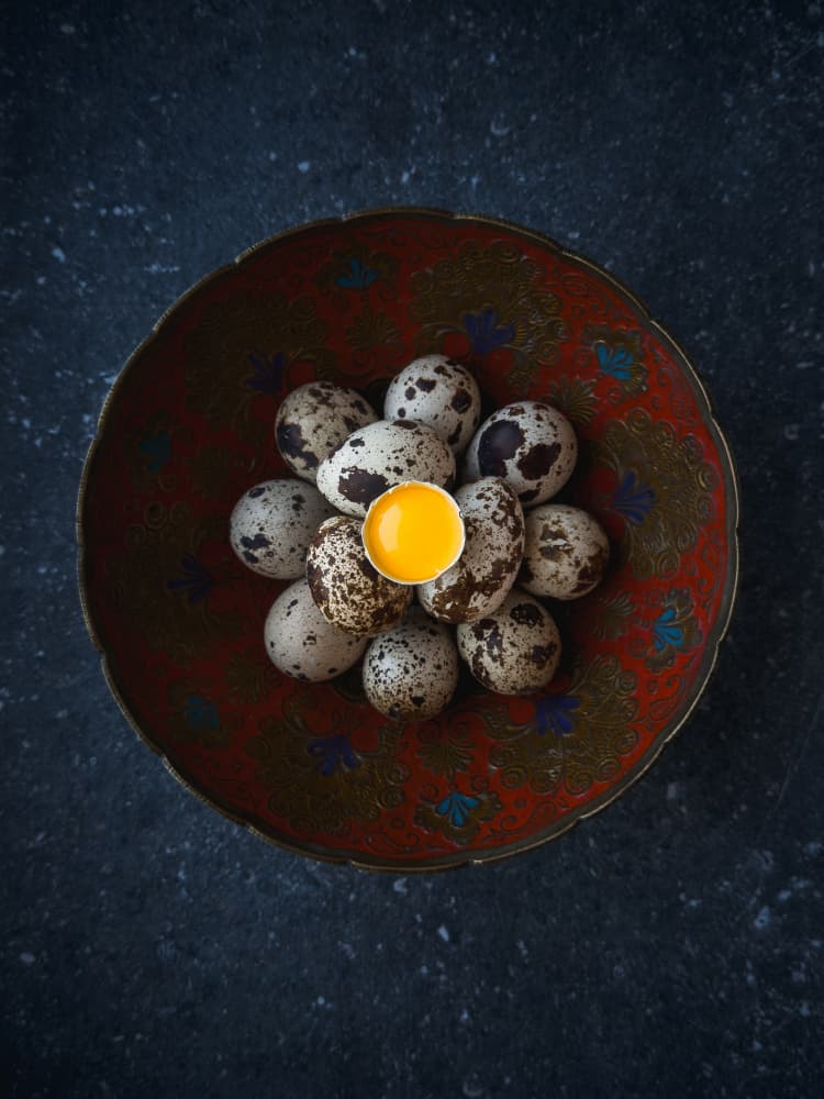 Golden Yolk Quail Eggs by Karina Aleksandrova — canvas wall art