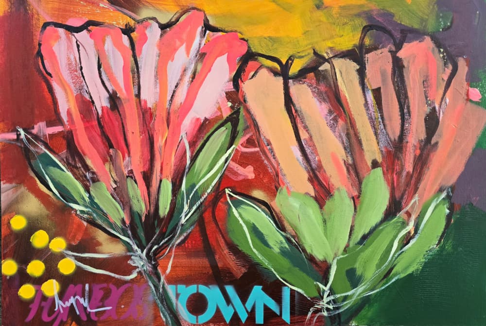 Vibrant City Flowers by Angela Maritz — canvas wall art
