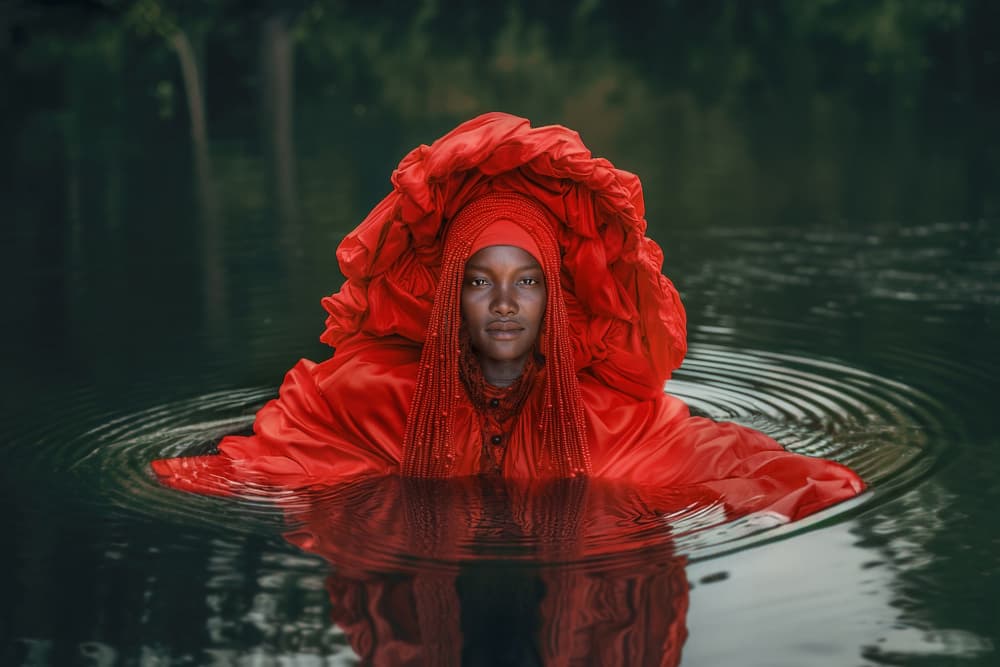 Mystic Red Water Figure by Marcel Egger — canvas wall art