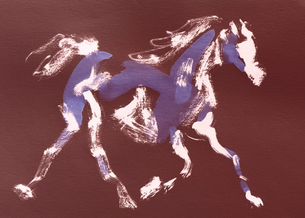 Dynamic Blue Horse by Santhosh ch — canvas wall art
