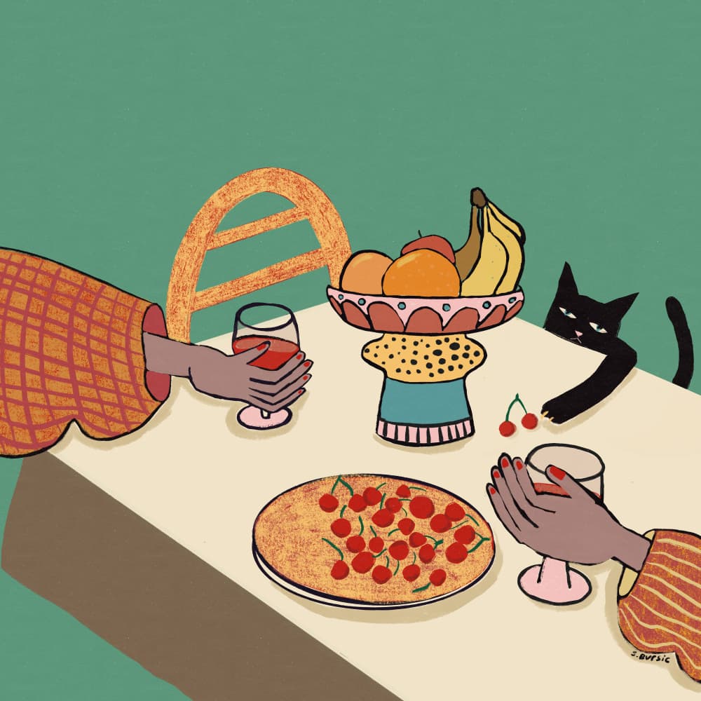 Dinner With The Cat by Sharyn Bursic — canvas wall art