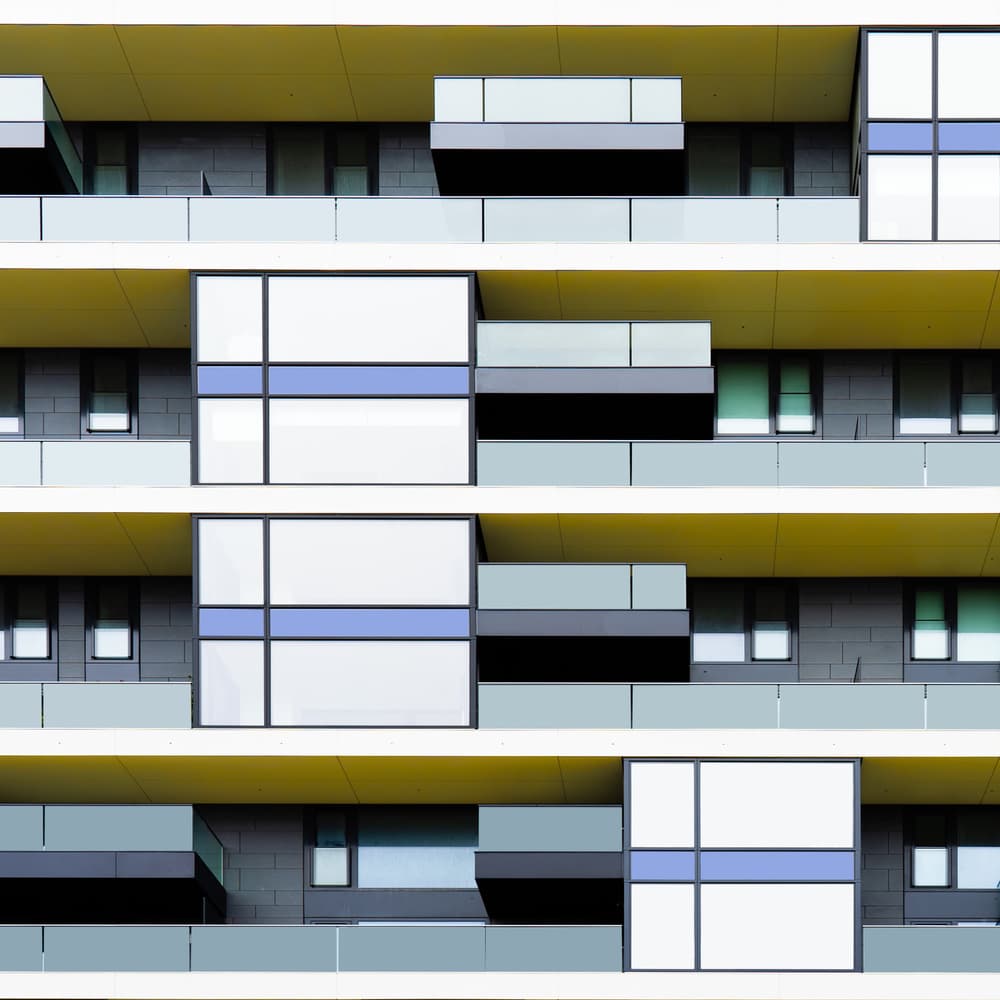 Modern Yellow Facade by Luc Vangindertael (laGrange) — canvas wall art