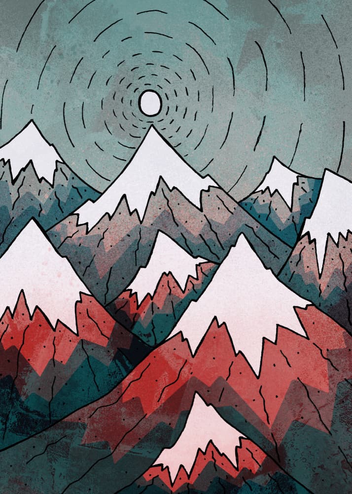 Stylized Mountain Serenity by Stephen Wade — canvas wall art