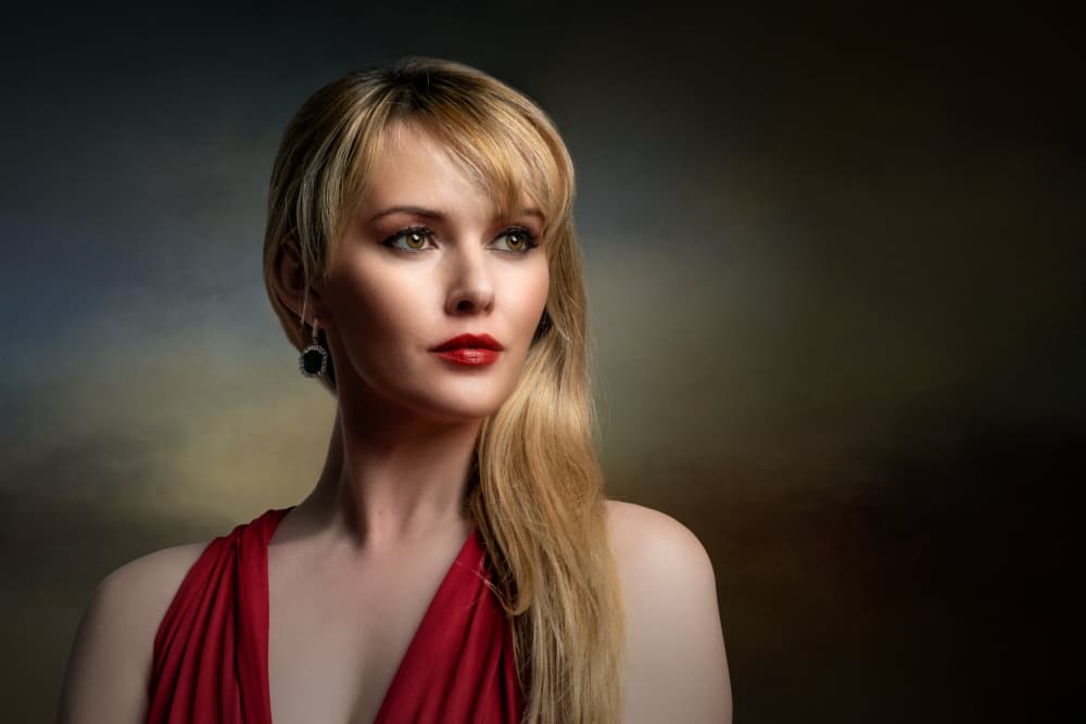 Elegant Woman Gaze by Luc Stalmans — canvas wall art