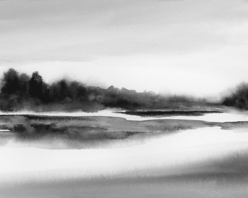 Serene Misty Landscape by Rachel Elise — canvas wall art