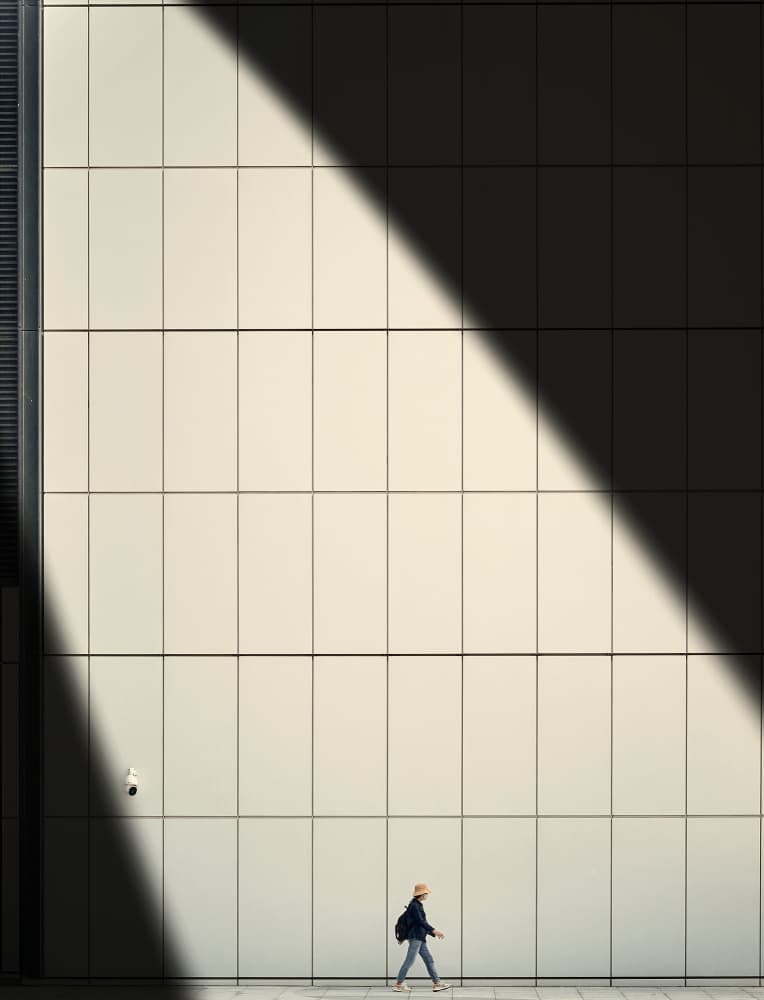 Urban Walker Diagonal Shadow by MingLun Tsai (蔡明倫) — canvas wall art