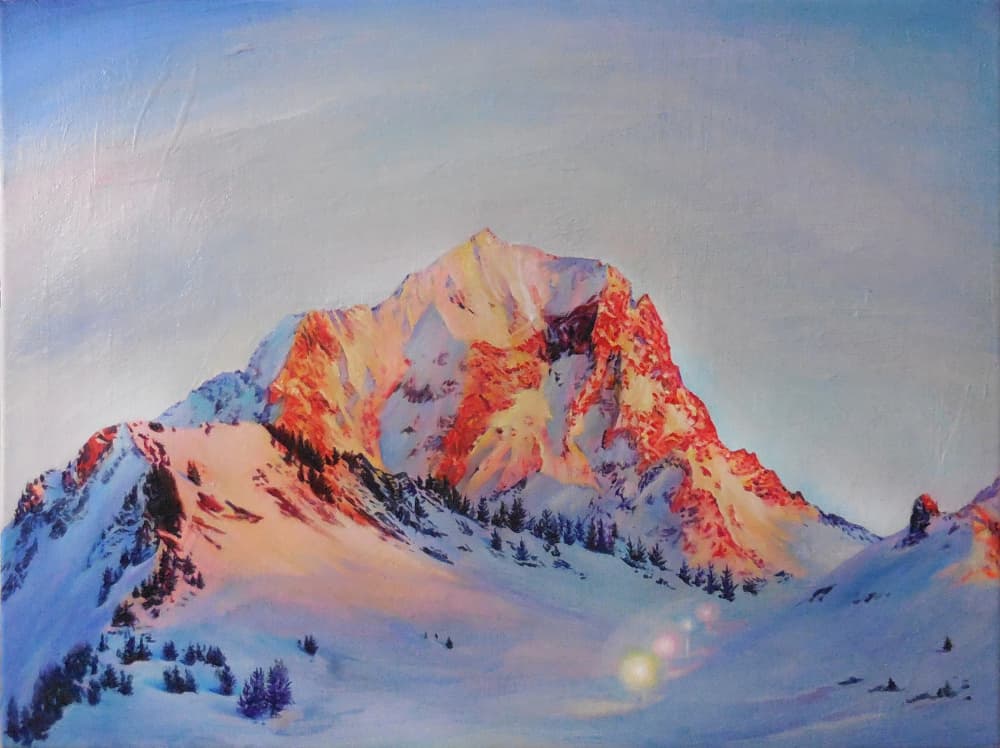 Snowy Mountain Radiance by Anne Wölk — canvas wall art
