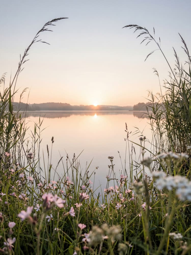 Peaceful Lake Sunrise by Andreas Magnusson — canvas wall art