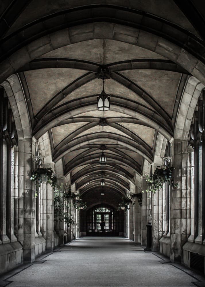 Gothic Stone Hallway by The Learning Curve Photography — canvas wall art