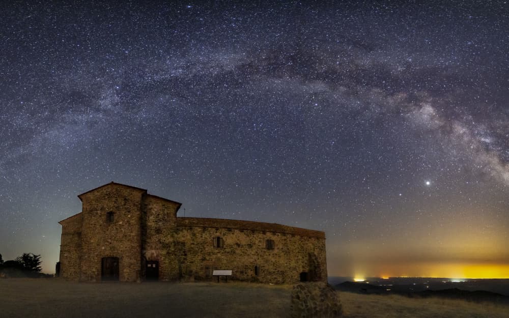 Milky Way Over Ancient Church by JUAN CARLOS HERVÁS MARTÍNEZ — canvas wall art