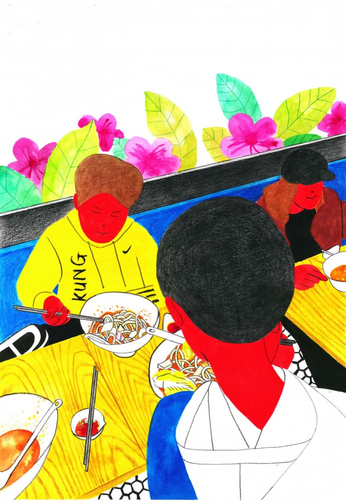 Vibrant Cafe Scene by Zhigang Zhang — canvas wall art