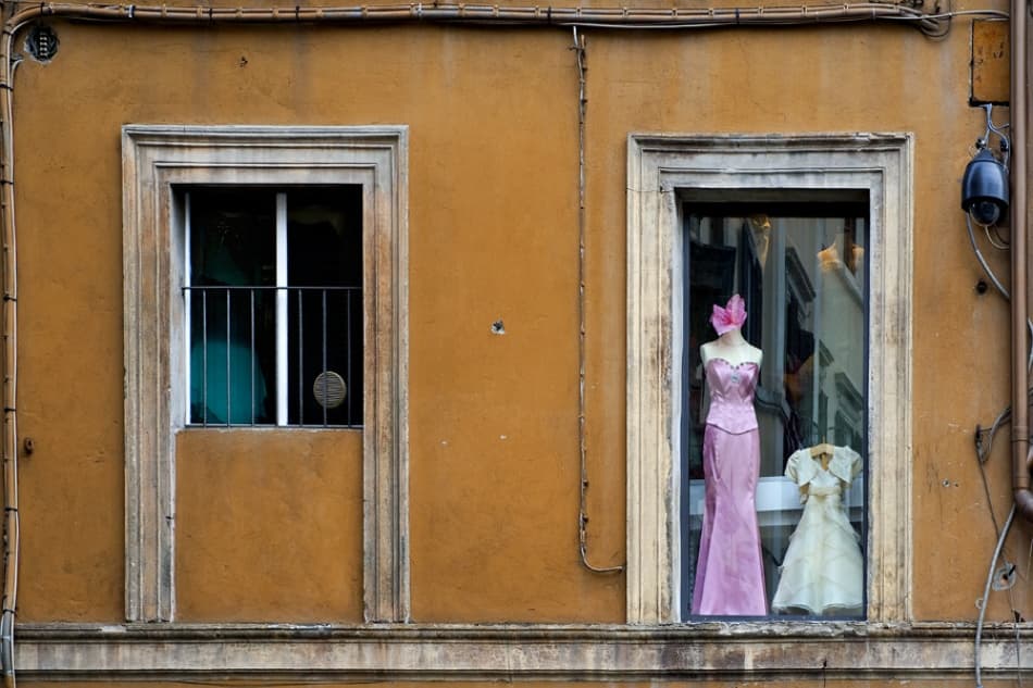 Pink Dress Shop Window by Jure Kravanja — canvas wall art