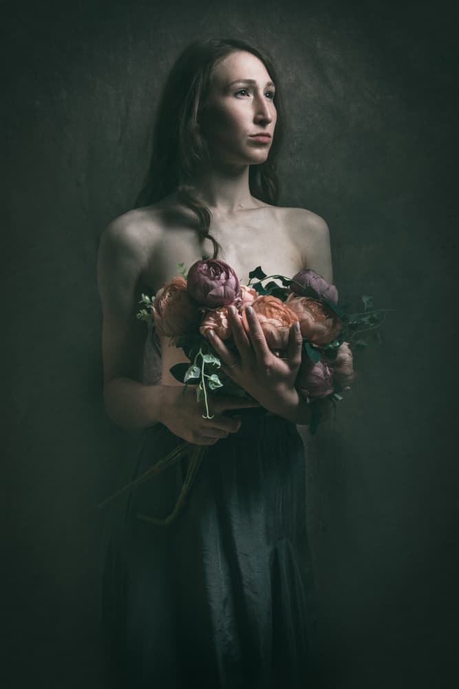 Dark Floral Portrait by Christian Kurz — canvas wall art