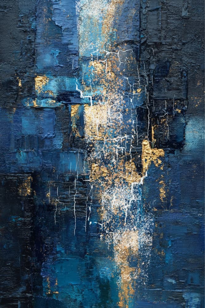 Deep Blue Gold Abstract by Sally Ann Moss — canvas wall art
