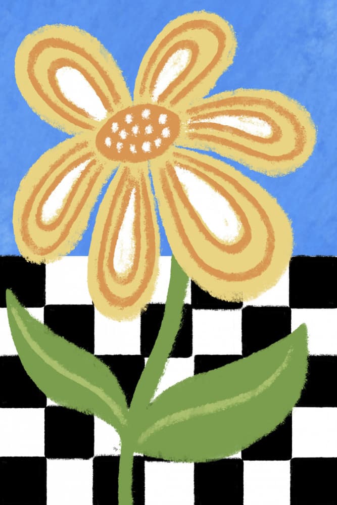 Happy Flower Checkerboard by Martina — canvas wall art